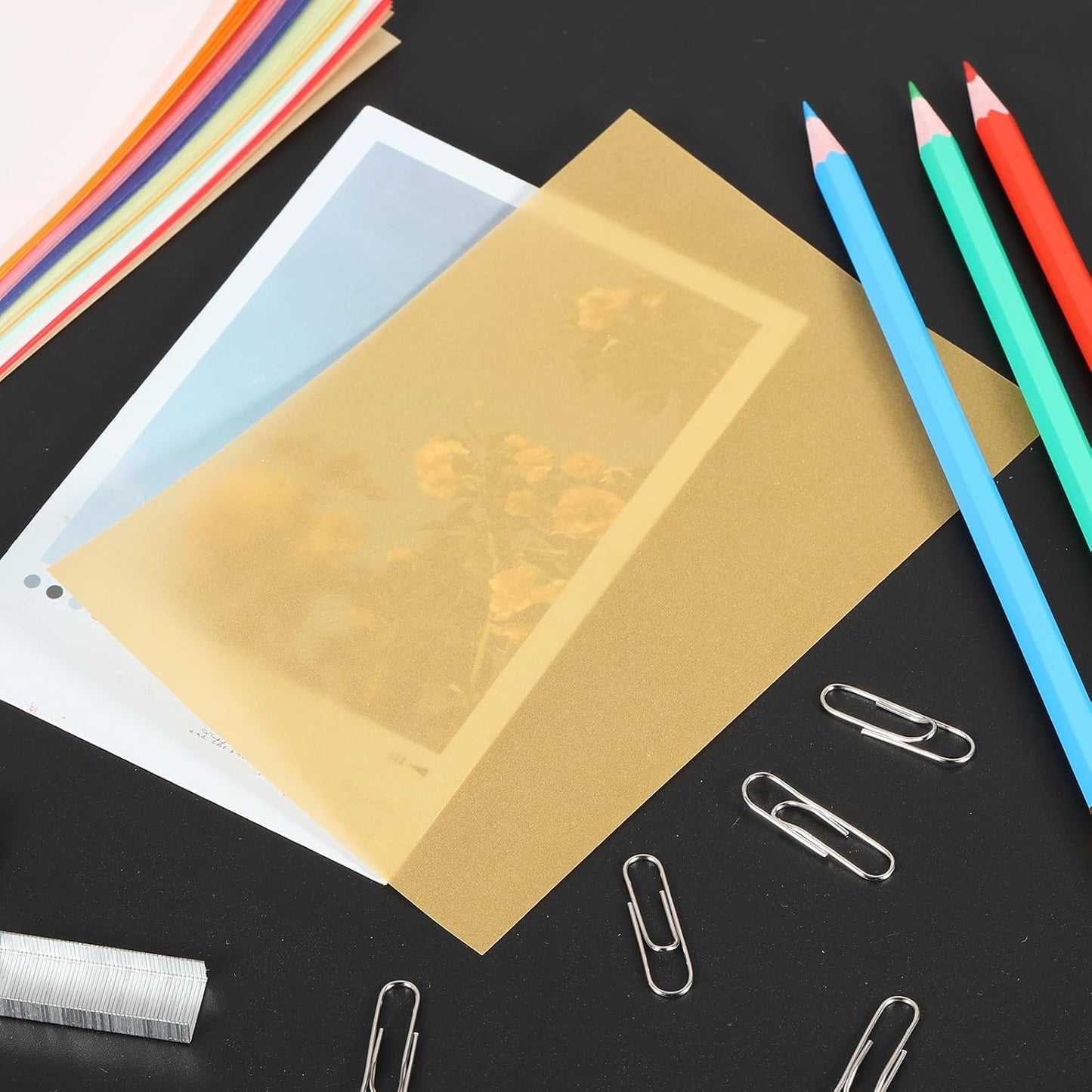 PATIKIL 65 Sheets Vellum Paper 5x7, Vellum Paper Printable Translucent Paper 100GSM for Invitations Printing, Gold Tone