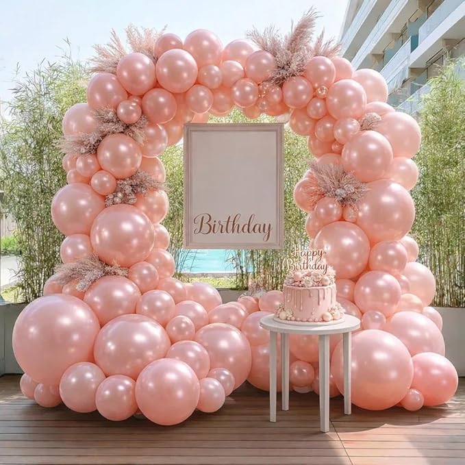 Pink Balloon Garland Double Stuffed Dusty Rose Blush Pink Balloons Different Sizes 18/12/5in Pearl Balloon Arch Kit for Birthday Wedding Bridal Baby Shower Mother's Day Party Decor