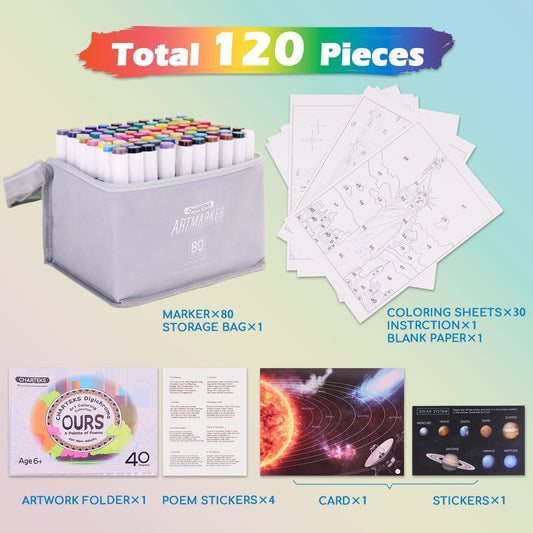Digichroma Drawing Kit for Kids Ages 6-12 | 80 Color Markers, AI Art Tool & Heat-Erasable Coloring Sheet with Portfolio | Paint by Number Set, Art Supplies & Creative Toys | Gift for Girls Boys Teens