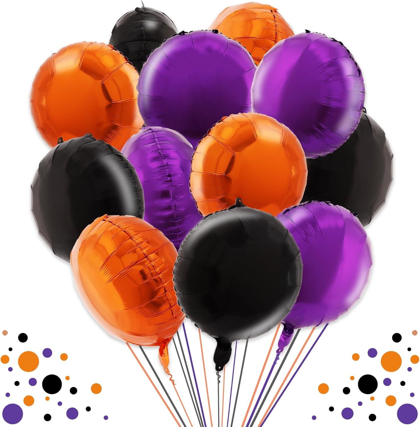 TONIFUL 30Pcs 18 Inch Black Orange Purple Round Shape Foil Balloons Big Circle Helium Mylar Ballons for Birthday Wedding Halloween Baby Shower Anniversary Engagement Party Decor Supplies