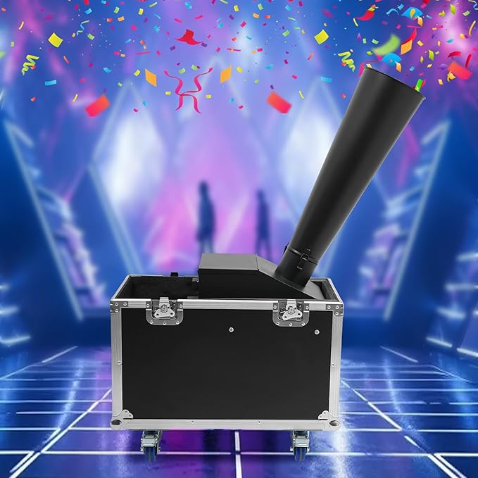 Ueukpeea Co2 Confetti Cannon Machine, Manual/Pneumatic Control with Flight Case and Wheels Wedding Confetti Cannon for Birthday Parties Festivals Stage Performances