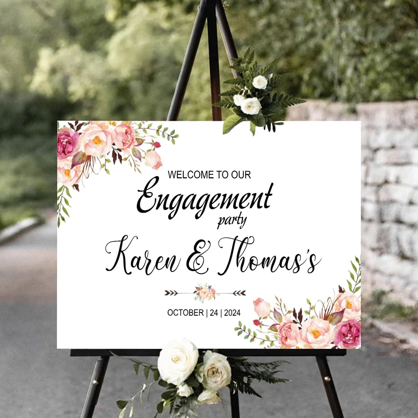 Engagement Welcome Sign With Stand - Party Decorations for Welcome to Our Engagement Party