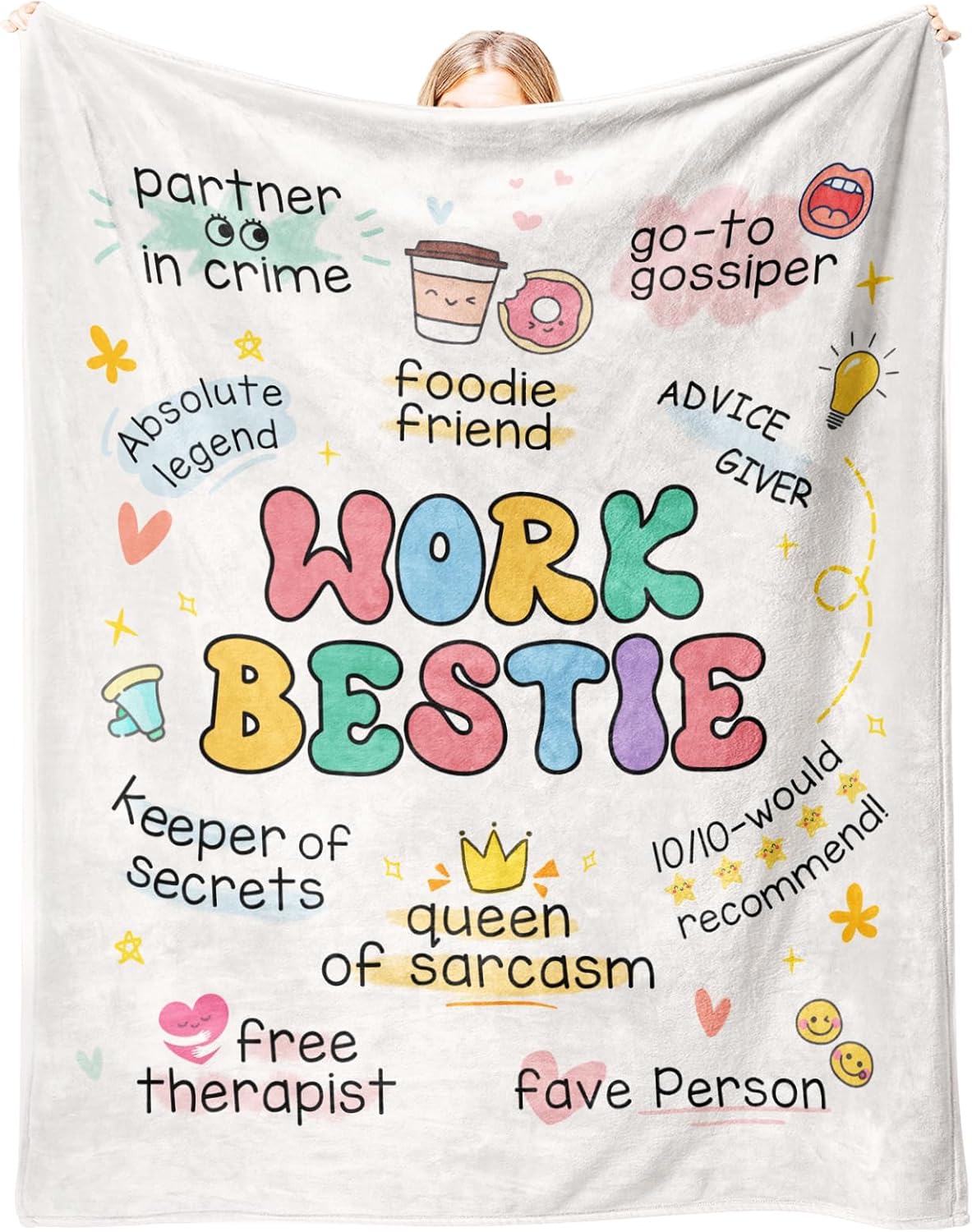 Work Besties Gifts for Women, Flannel Soft Blanket Decor, Christmas Coworker Best Friend Bestie Gifts for Women, Work Friendship Friend Birthday Gift, Work Bestie New Job Farewell Gift