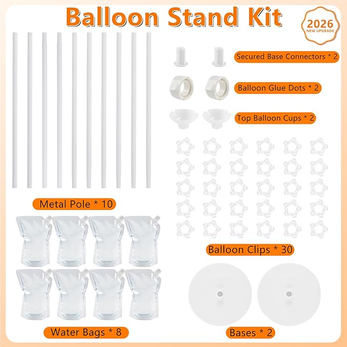 Balloon Stand Kit Set of 2, 7FT Metal Balloon Pillars Stand with Base, Reusable Balloon Columns for Birthday, Wedding, Baby Shower, Graduation Party Decorations