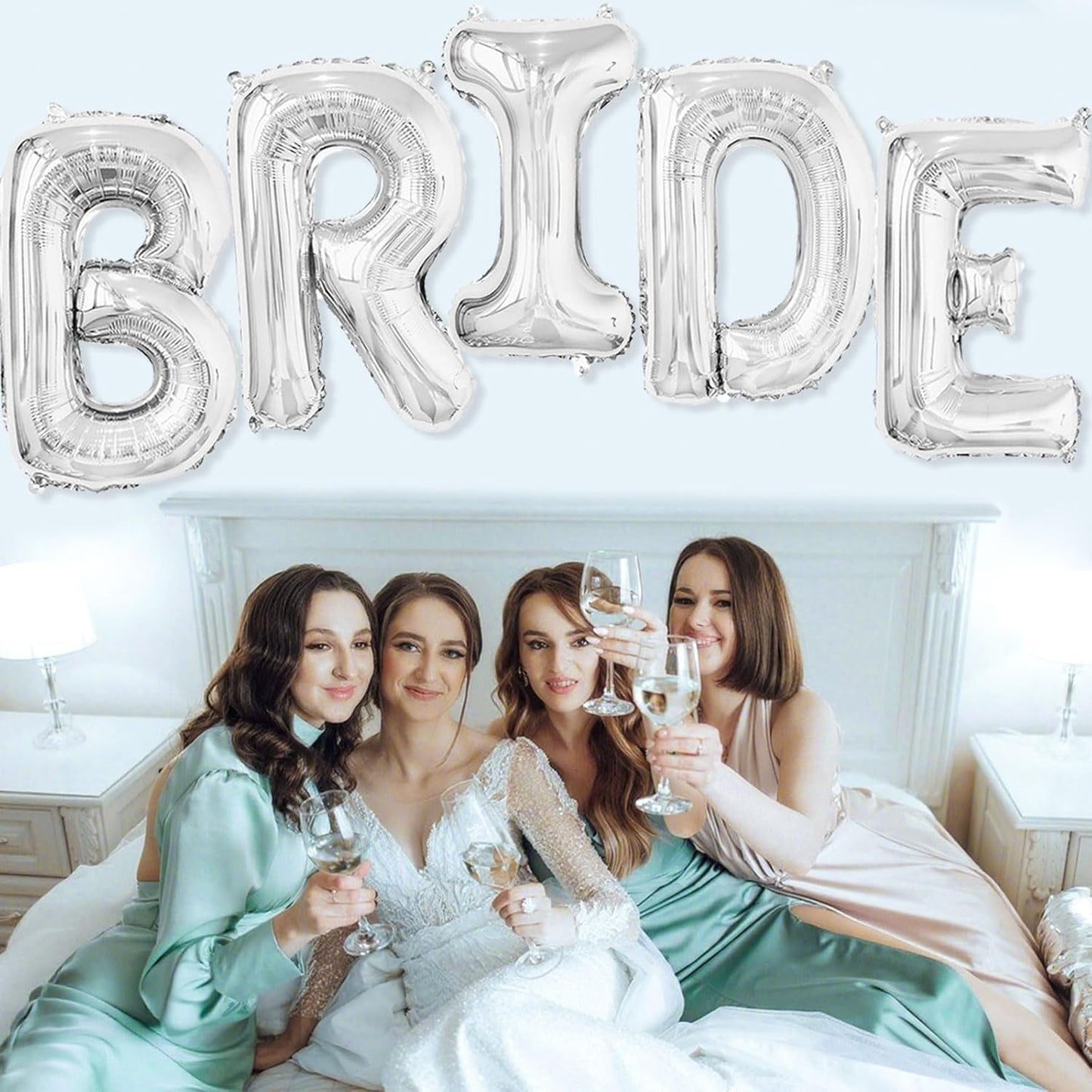 40 Inch BRIDE Balloons Giant Silver Bride Letter Foil Balloon Bachelorette for Bridal Shower Decorations Silver Bridal Shower Balloons Wedding Bachelorette Party Decorations Bride To Be Balloon Banner