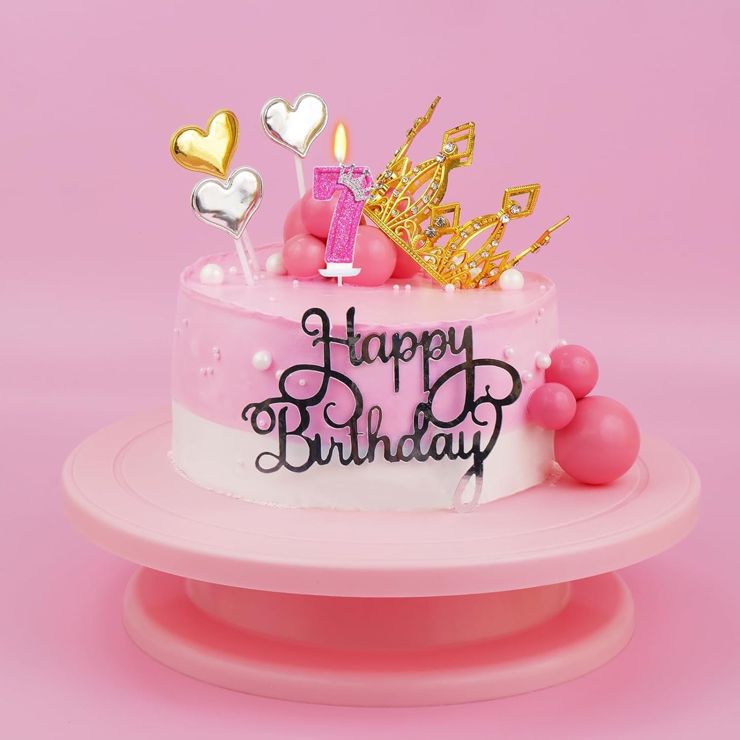 Birthday Candle for Cake, Crown Rose Number Cake Candles, 2.76 inch Number Happy Birthday Candle, Cake Topper Decoration for Birthday Party (Number 7)