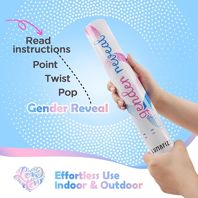 Gender Reveal Confetti Cannon - Confetti Poppers - Blue, 2 Pack - Baby Boy Gender Reveal Party Poppers - Blue Paper Baby Party Supplies Pop Gun