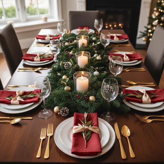 D'Moksha Homes Red Linen Napkins 18 x 18 Inch - 100% Pure Linen Cloth Washable Dinner Napkins Set of 4 for Fall, Thanksgiving, Christmas, Holiday