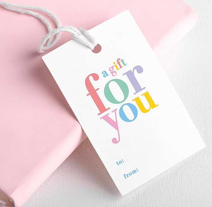50-Pack Gift Tags - “A Gift for You” | Holiday, Christmas, Gifts, and Birthday Tags | Personalized Labels for Presents | Women-Owned Business