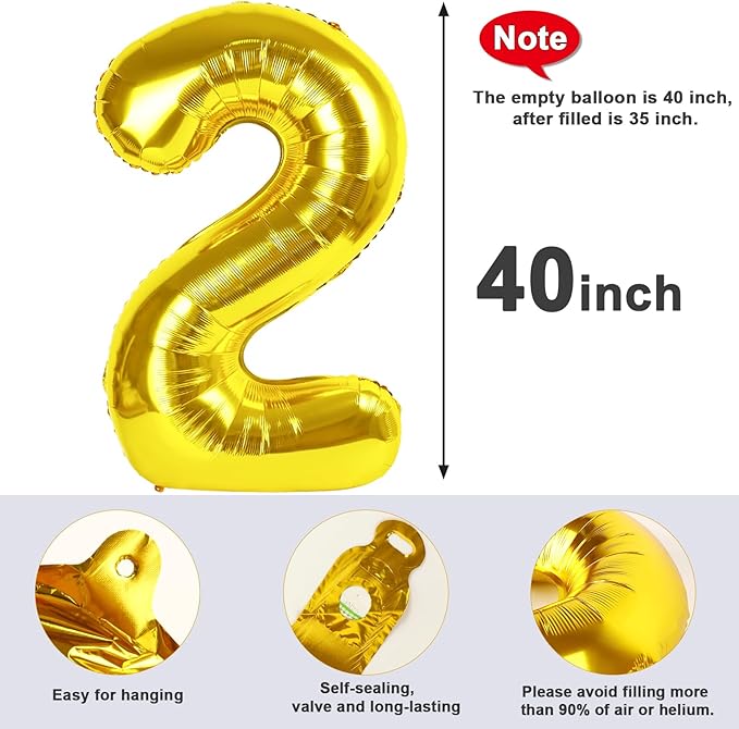 40 Inch Gold 22 Balloon Numbers, 22 Birthday Decorations for Women Men, Number 22 Balloons, Balloons for Birthday Party, Wedding, Celebration