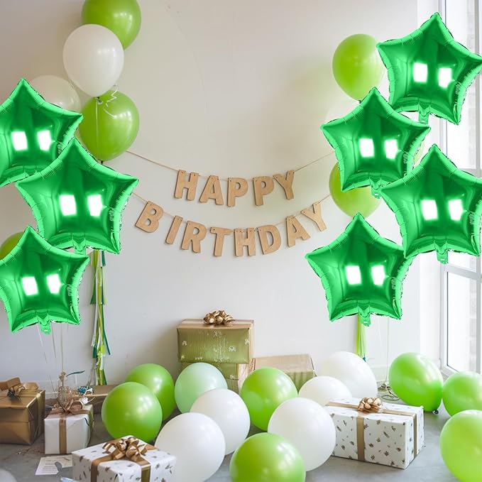 Green Star Balloons Foil, 10PCS Green Foil Stars Shape Balloons, 18 Inch Metallic Stars Balloon for Helium Pentagram Balloon for Birthday, Anniversary, Jungle Theme, Christmas Party Decoration