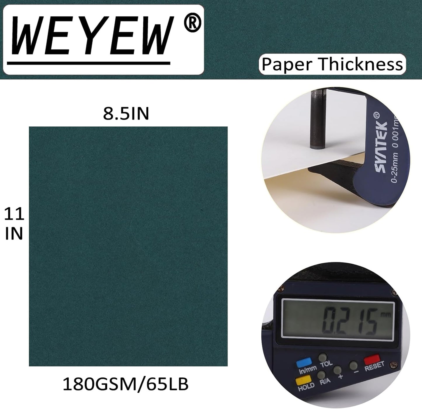 Black Green Cardstock 8.5 x 11 Thick Paper, 40 Sheets 65 LB/180 GSM, Cardstock Printer Paper for Invitations, Menus, Wedding, DIY Cards, Kids School Supplies