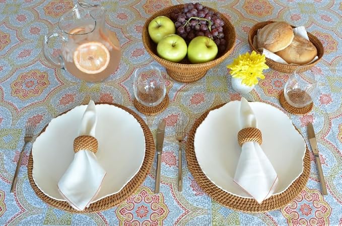 KOUBOO Round Rattan Charger Plate, Honey Brown (Pack of2)