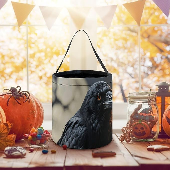 Halloween Candy Bucket - Frightening Halloween Crow Trick Or Treat Candy Bag, Gift Bag for Party Favor Supplies