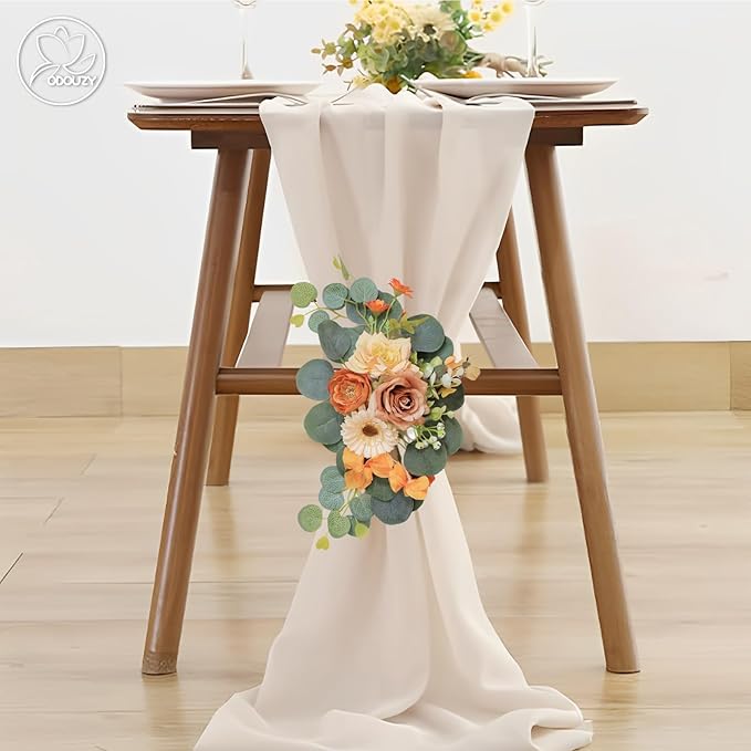 Artificial Wedding Arch Flowers for Wedding Sign,Set of 2 for Wedding Welcome Ceremony Sign,Faux Floral Swags,Wedding, Banquet and Reception Backdrop Floral Decoration (Orange)