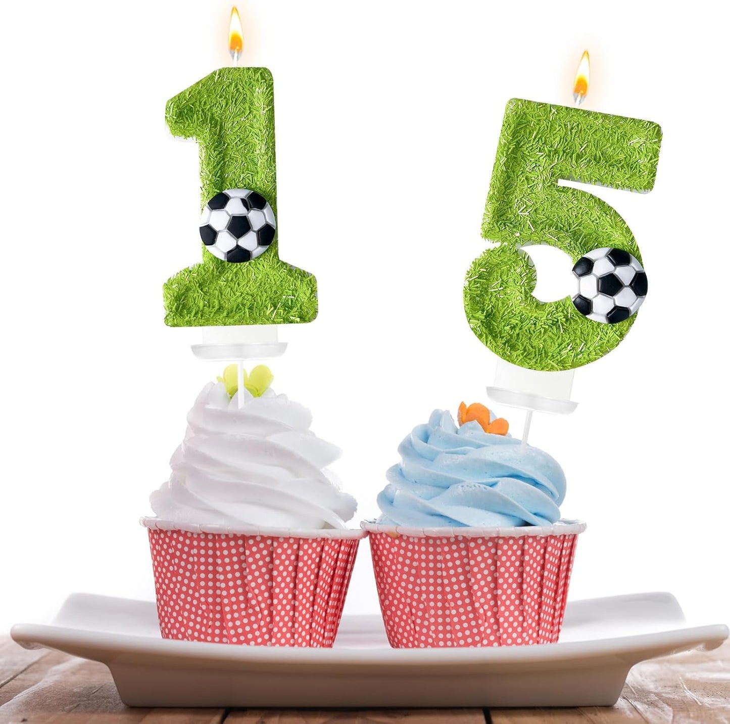 5th Birthday Candles，Soccer Birthday Decorations，Suitable for Girl and boy Cake Toppers, Wedding Cakes, Anniversaries, Party Celebrations, Birthday Decorations