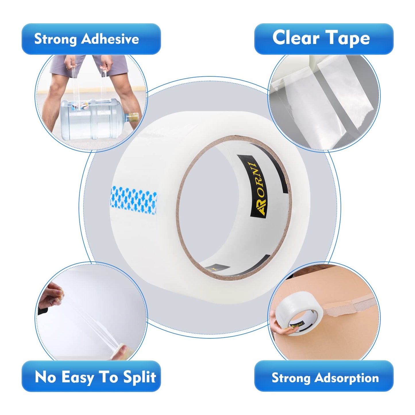 Packing Tape Heavy Duty Refill 36 Rolls Sealing Great for Packing Box Shipping and Moving Supplies Packaging 1.88" x 65 Yards 3" Core 2.0 Mil Thick Adhesive