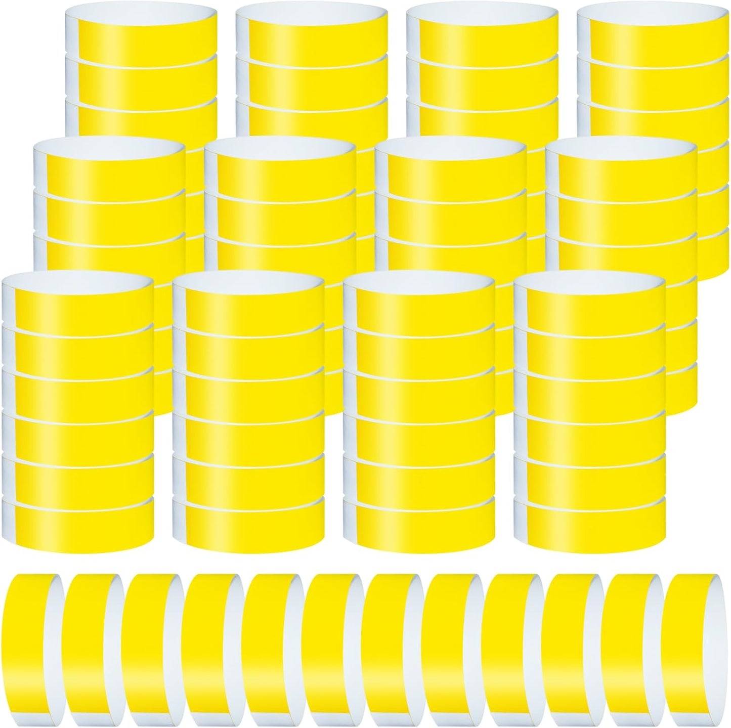 1200 Pcs Plastic Paper Wristbands for Events Neon Color Wrist Bands Concert Identification Wristbands Paper Bracelets Wristbands Party Hand Bands (Yellow)