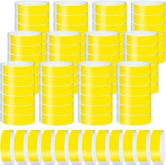 1200 Pcs Plastic Paper Wristbands for Events Neon Color Wrist Bands Concert Identification Wristbands Paper Bracelets Wristbands Party Hand Bands (Yellow)