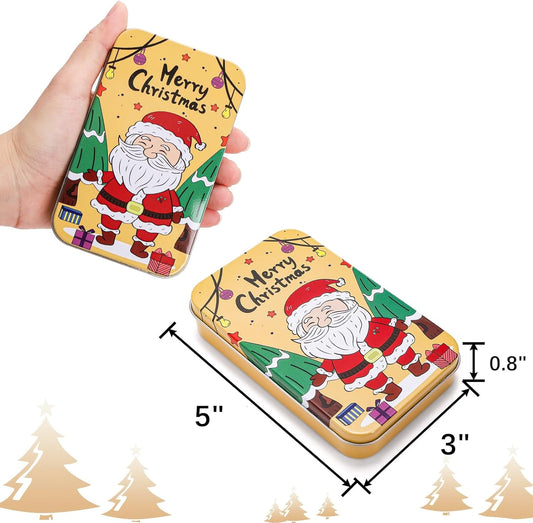 Yopay 12 Pack Christmas Gift Card Tin Boxes with Lid, Metal Chrismas Tin Small Gifts Holder Boxes for Greeting Cards Stocking Stuffers Party Favors, Christmas Holiday