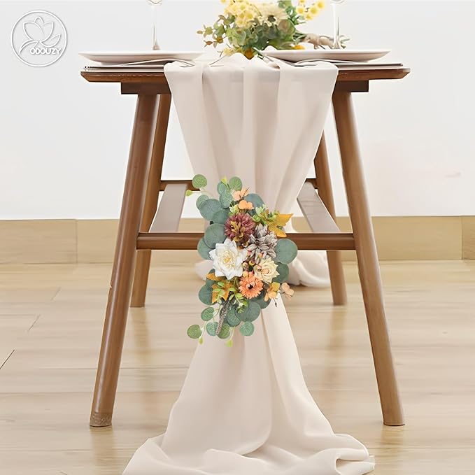 Artificial Wedding Arch Flowers for Wedding Sign,Set of 2 for Wedding Welcome Ceremony Sign,Faux Floral Swags,Wedding, Banquet and Reception Backdrop Floral Decoration (Coffee Orange)