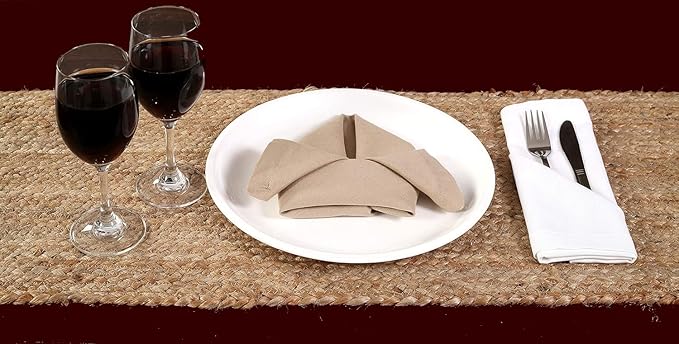 VDS Pack of 1 - Oval Jute Rug Braided Table Runner 100% Natural Burlap Reversible Rustic Hessian Table Cloth Centerpiece for Wedding ,Home, Kitchen, Table Decoration (Size 13x72 Inch) (Natural)