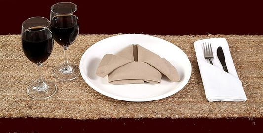 VDS Pack of 1 - Oval Jute Rug Braided Table Runner 100% Natural Burlap Reversible Rustic Hessian Table Cloth Centerpiece for Wedding ,Home, Kitchen, Table Decoration (Size 13x72 Inch) (Natural)