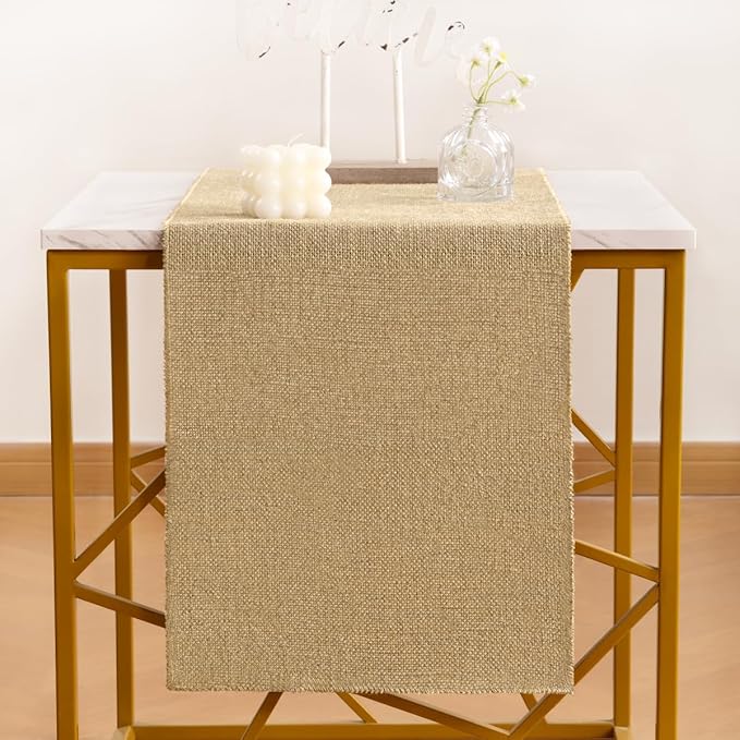 MLMC Natural Burlap Table Runner Rustic Boho Jute Table Runner 13" x 72" Summer Farmhouse Vintage Jute Fabric for Home Wedding TV Stand Crafts Party Dining Table Decor