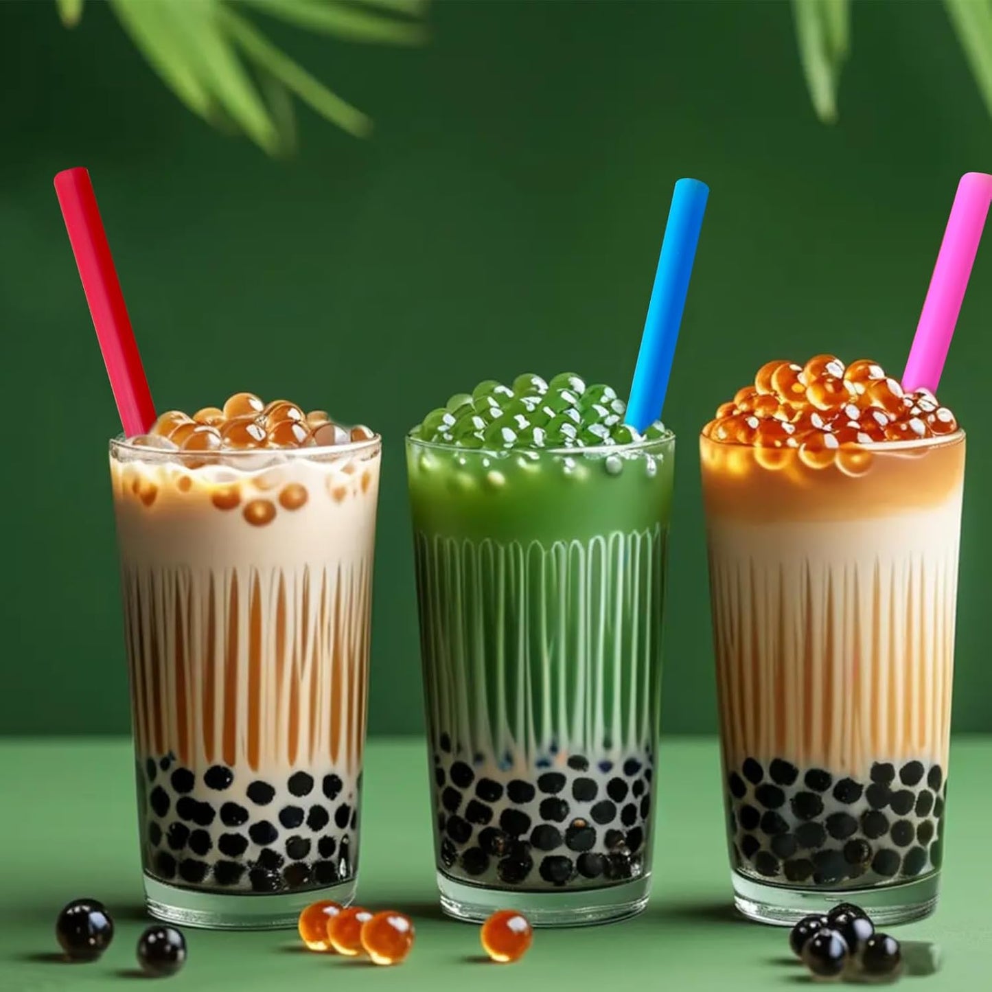 Assorted Colors Jumbo Smoothie Straws, Colorful Disposable Wide-mouthed Large Milkshake Straws 8.2'' Inches High/ 100 pack ﻿ (100, 0.39 * 8.2)