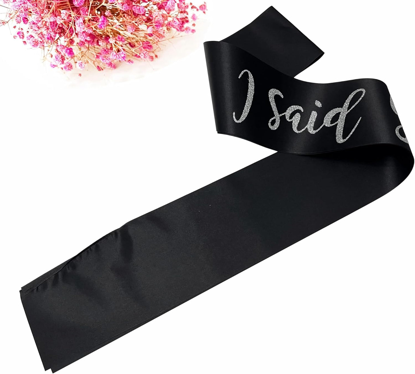 I Said Yes Sash for Women, Engagement Proposal Bachelorette Party Sash for Bridal Shower Wedding Party Favors Accessories Supplies Engagement Gifts for Bride to Be,Black Silver