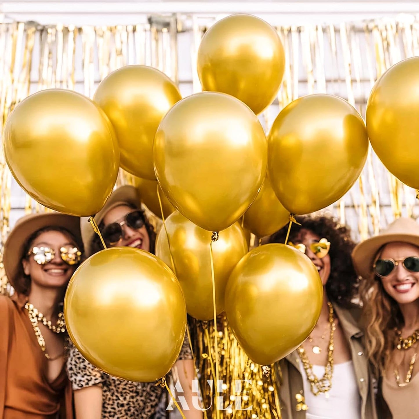 AULE Party Balloons 50 Pcs 12 inches Gold Metallic Chrome Helium Shiny Latex Thicken Balloon Perfect Decoration for Wedding Birthday Baby Shower Graduation Christmas Carnival