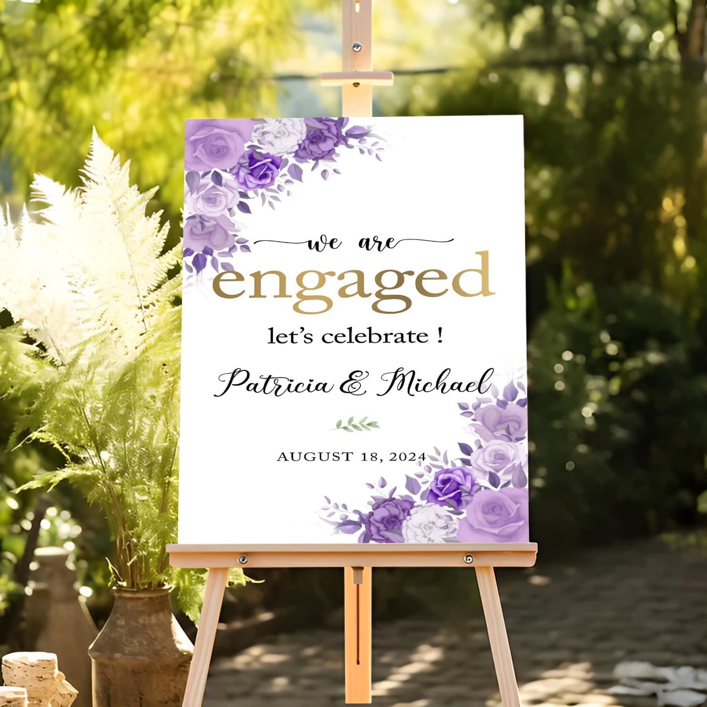 We Are Engaged Minimalist Welcome Sign, Purple Engagement Decor, Violet Engagement Sign, Engagement Party Decorations, Engagement Sign, Custom Engagement Welcome Sign, Full Size, Version 24