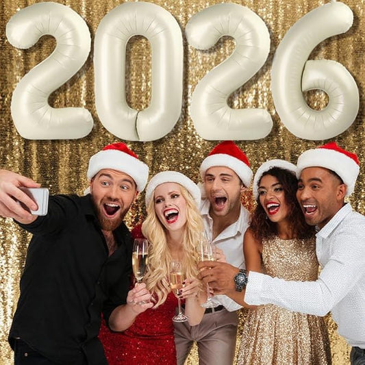 2026 Number Balloons, 40 Inch Balloon, New Years Eve Decorations, Cream White Balloons for New Years Eve Party Supplies 2026, Graduation Decoration, 2 6 20 26 Birthday Parties