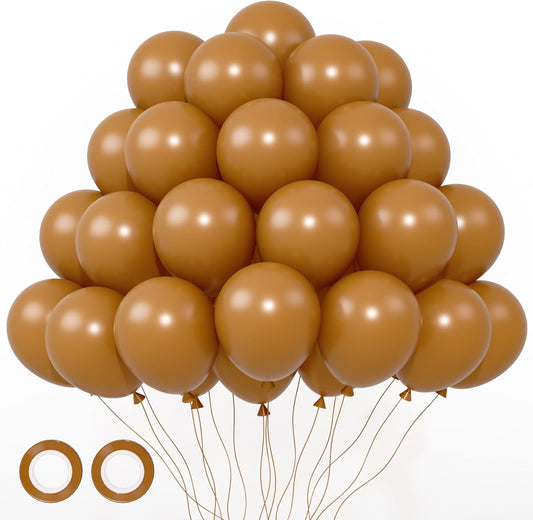 105pcs Khaki Balloons 12inch Party Latex Balloons for Boys Girls Birthday Baby Shower Gender Reveal Wedding Sunflower Party Decorations