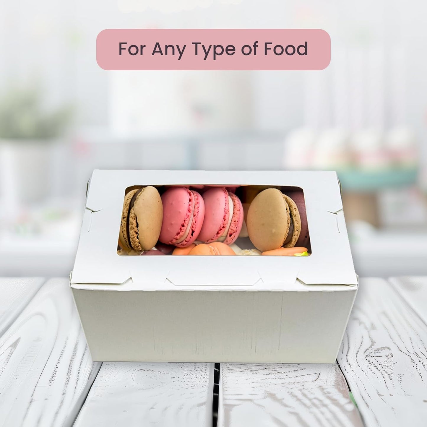 FC Meyer MeyerWindow #3 White Boxes With Window, Disposable Paperboard Take Out Cartons, Bakery Boxes, Lunch Box & Go To Food Storage Container, 7 3⁄4” x 5 1⁄2” x 2 1⁄2“, Small Pack of 15