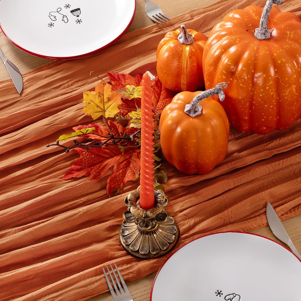 Fall Table Runner Terracotta Cheesecloth Table Runner 14FT Farmhouse Table Runners 160 Inches Table Decor Thanksgiving Dining Room Centerpiece Wedding Boho Baby Shower Birthday
