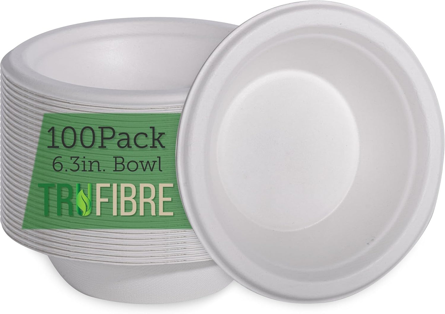 12 Oz Paper Bowls, 100 Pack 100% Compostable Heavy Duty Eco-Friendly Bagasse, Biodegrable Disposable Bowls for Hot, Cold Cereal, Soup, Salad, Bulk