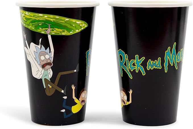 Silver Buffalo Rick and Morty in the Portal 60 Pack Partyware Disposable Paper Plates, Napkins, and Cups