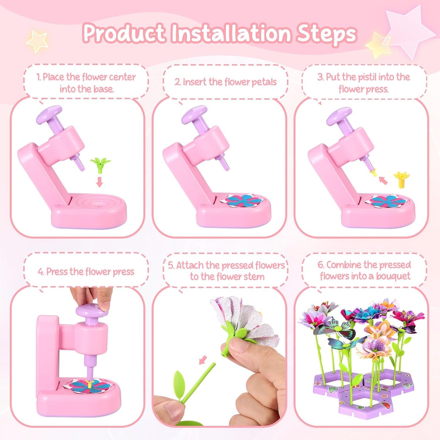 KEESIN Flower Craft Kit, Fabric Flower Bouquets Craft Kit, DIY Arts and Crafts for Kids,Making Kit Includes Storage Bag,Flowers Making Kit,Activity Toys Gift for Birthday Christmas Holiday