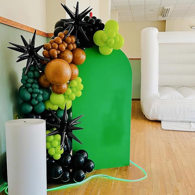Green and Brown Balloons 60 Pcs Black Dark Emerald Camouflage Hunter Forest Lime Metallic Green Coffee Party Balloon for Camping Game Jungle Safari Camo Birthday Baby Shower Army Party Decor