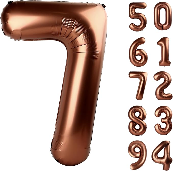 Dark Brown 7 Balloon, Coffee Brown Number Balloons 40 Inch, 7th Chocolate Birthday Decorations for Kids Girls Boys Party Decoration for Women Men, Number 7 Balloon