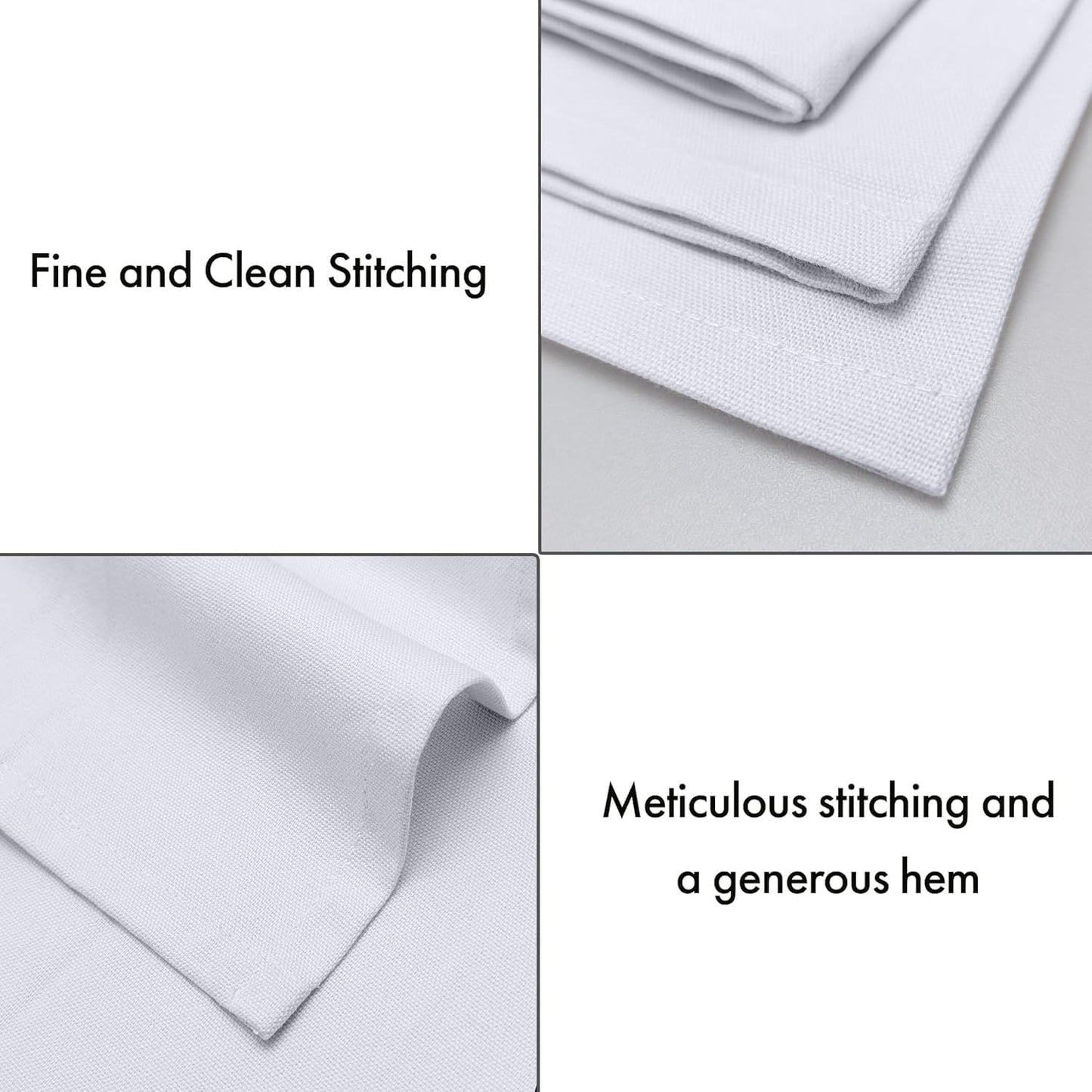 Ruvanti Premium Cloth Napkins Set of 6, 18x18 Inches, 100% Cotton, Washable, Soft & Absorbent, Perfect for Wedding, Christmas, ‎Thanksgiving Dinners - White