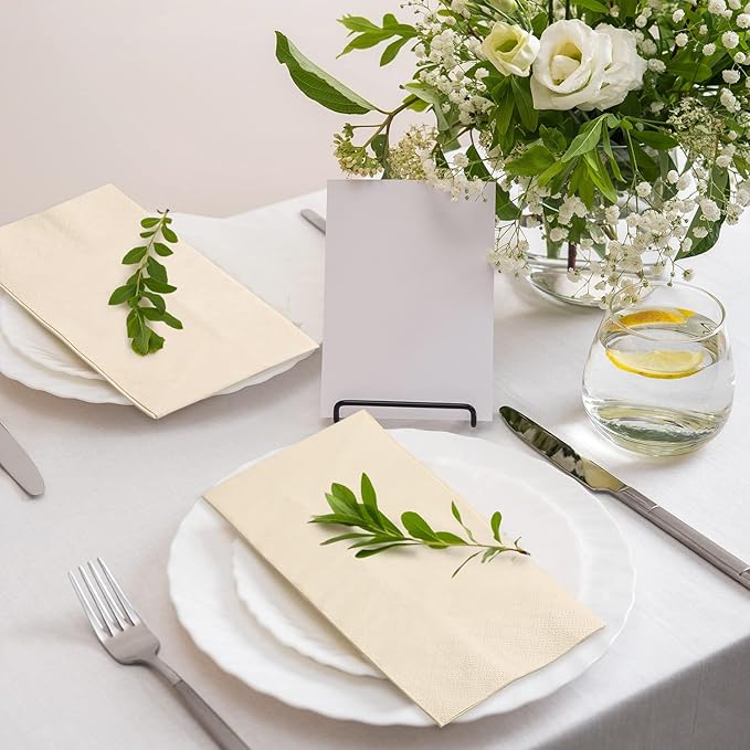 MORGIANA 200-Pack Disposable Paper Napkins, 2-Ply Bamboo Paper Towels Unbleached Disposable Hand Towels for Bathroom & Kitchen