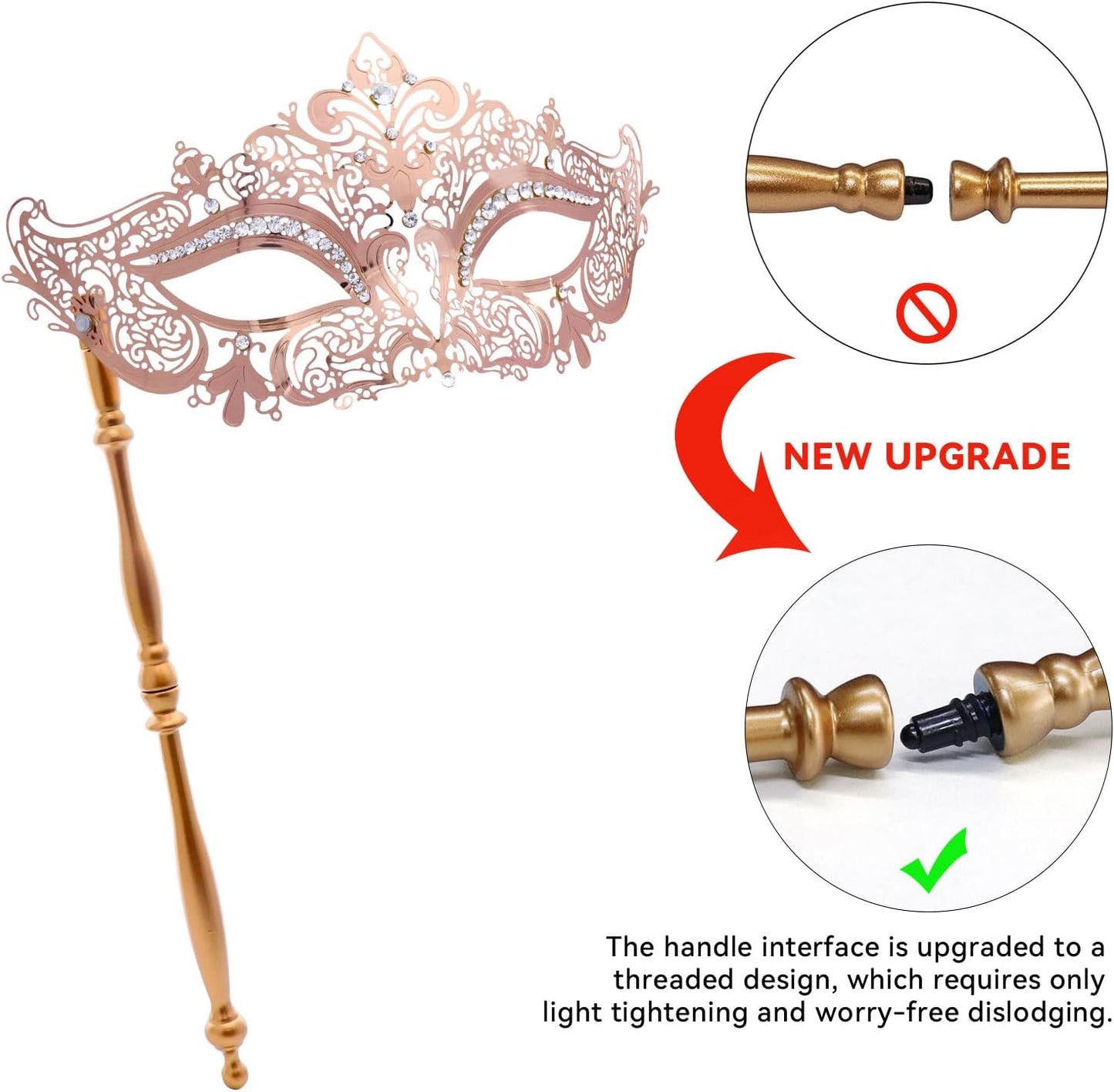 Coddsmz Masquerade Mask with Stick Venetian Mask Mardi Gras Decorations for Womens Halloween Costume Mask