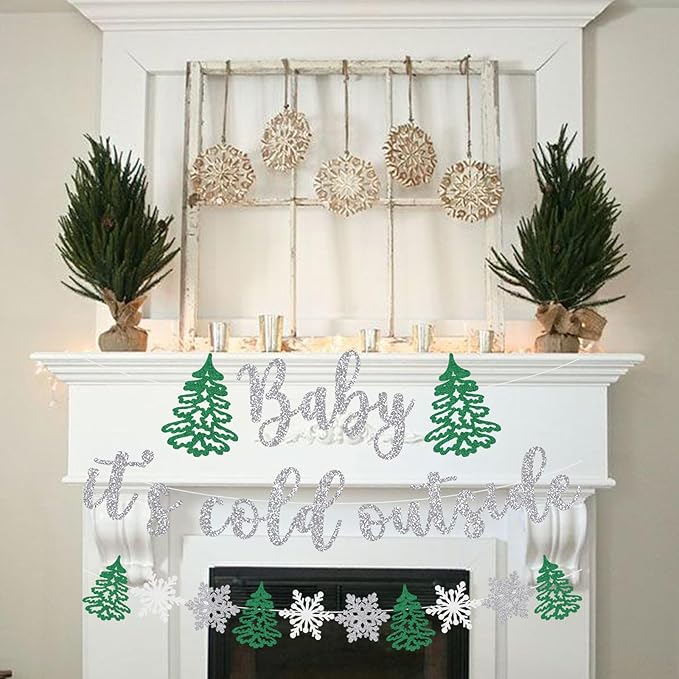 Baby It's Cold Outside Banner Christmas Baby Shower Decoration Winter Holiday Snowflake Welcome Newborn Party Supplies