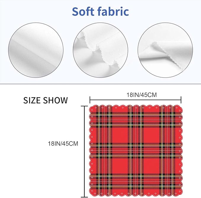Yibeas Red Plaid Cloth Napkins Set of 4 Traditional Scottish Checkered Tartan Pattern in Classic Colors Polyester Kitchen Dinner Napkins for Holiday Festive Wedding Decor 18 x 18 inch