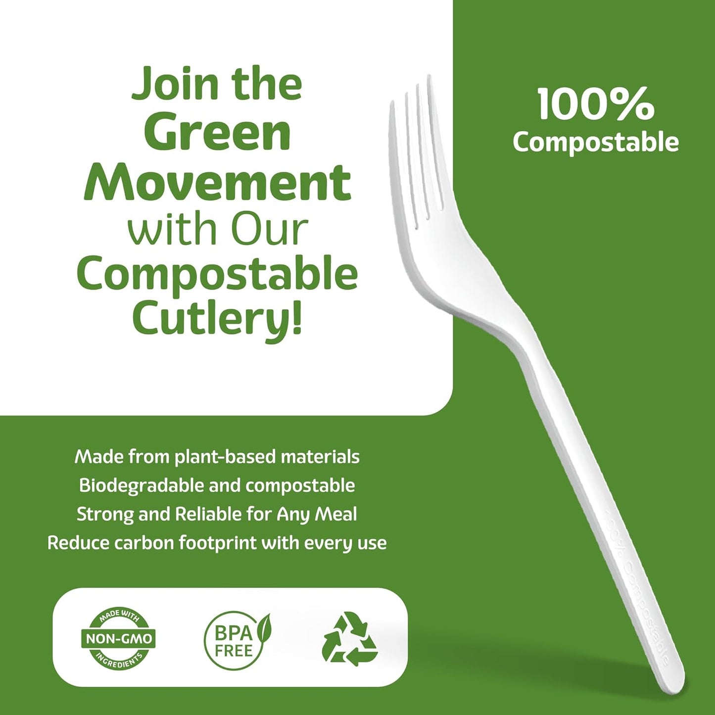100% Compostable PLA Forks Bulk Pack 400 Pcs Biodegradable Disposable Plastic Cutlery Utensils