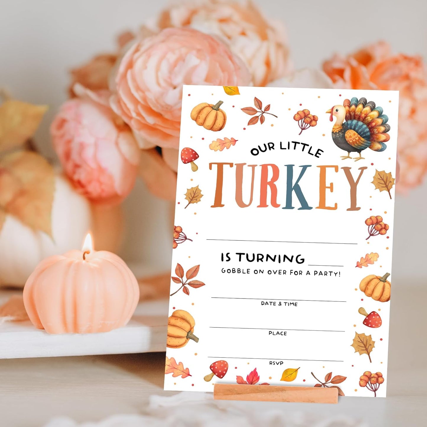 Birthday Invitations - Our Little Turkey Design Card with Envelopes And RSVP Cards - You're Invited 20Pcs Fill In Birthday Invitation Cards For Boys, Girls, Kids(4 x 6 Inch) (025)