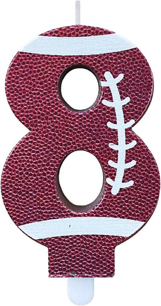 Football Birthday Number Candles for Cake Brown Number 8 Candle Football Cake Topper Cupcake Topper for Football Birthday Party Decorations Supplies Favors
