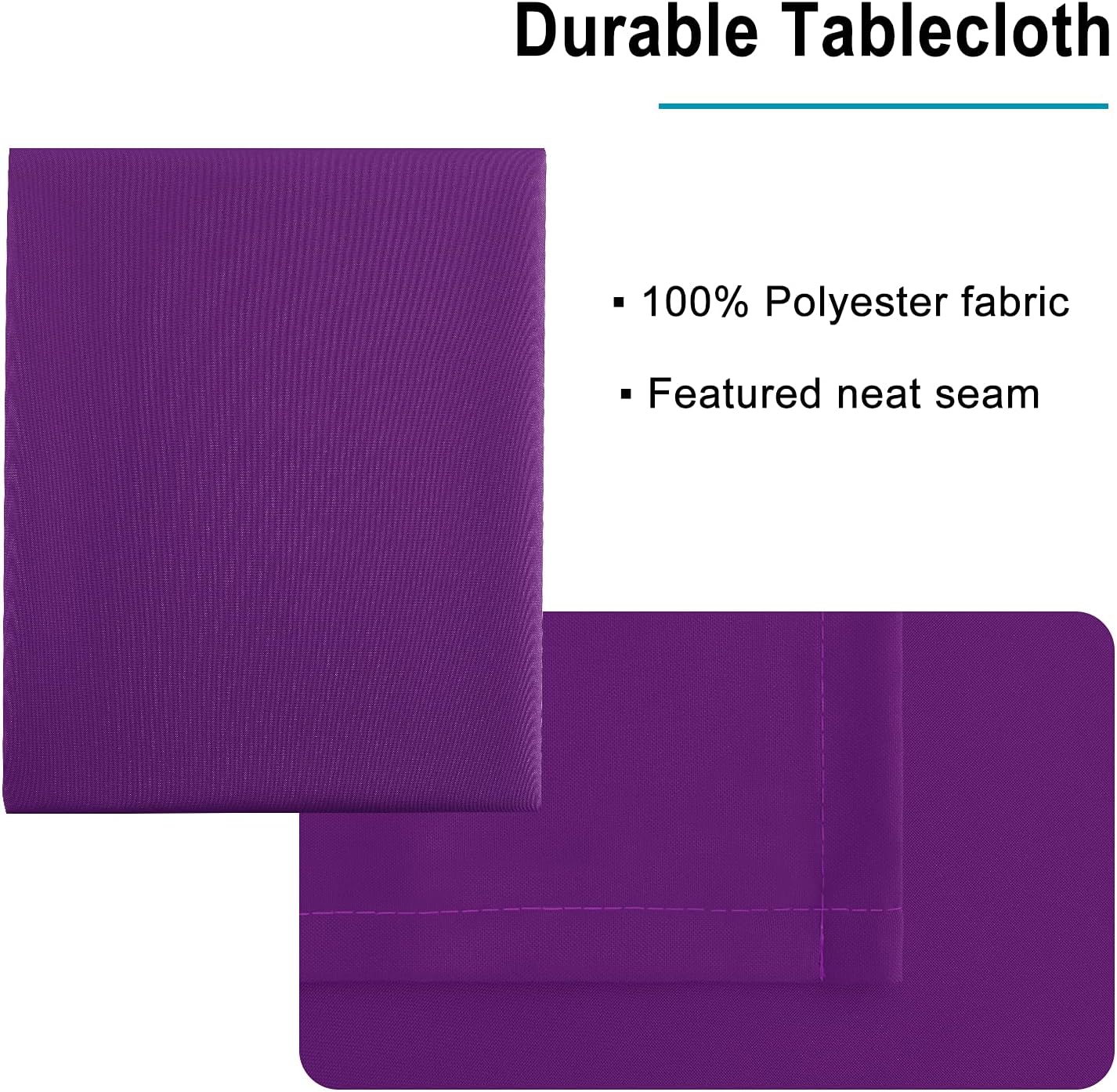 Hiasan Waterproof Tablecloth Rectangle - Washable Fabric Table Cloth for Dining Room Kitchen Birthday Party and Outdoor Use, Royal Purple, 60 x 140 Inch